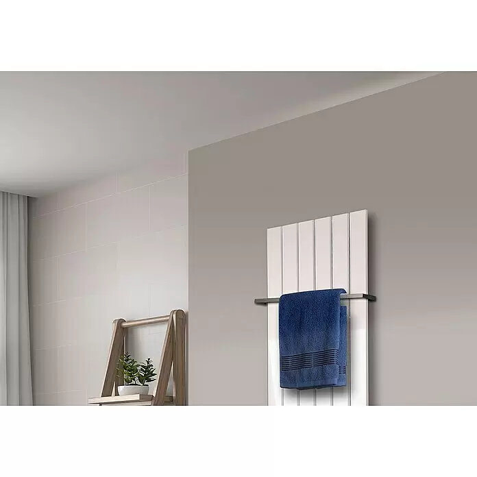 Szagato Designheizkörper Peking - B x H: 470 x 1.200 mm, Wärmeleistung bei Vorlauftemperatur von 75 °C (D: 50): 799 W, Weiß, Mit 1 Handtuchhalter (15 mm) - Detailaufnahme