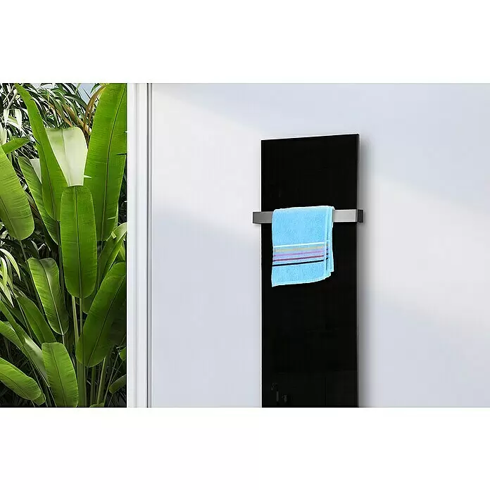Szagato Designheizkörper Montevideo - B x H: 470 x 1.800 mm, Schwarz, Mit 1 Handtuchhalter (50 mm) - Detailaufnahme