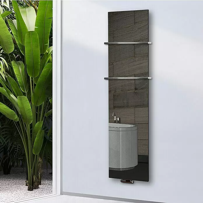 Szagato Designheizkörper Montevideo - B x H: 470 x 1.800 mm, Silber, Mit 2 Handtuchhalter (15 mm) - Stimmungsaufnahme