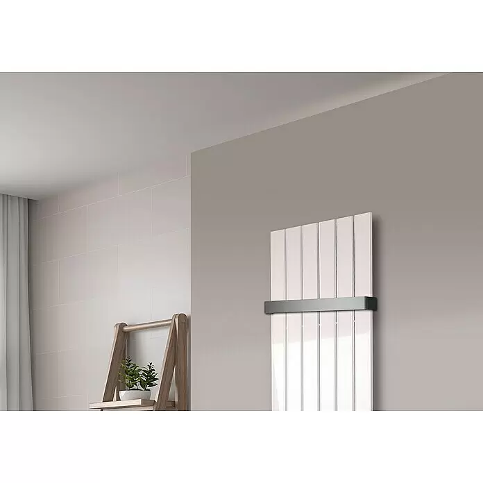 Szagato Designheizkörper Peking - B x H: 470 x 1.200 mm, Wärmeleistung bei Vorlauftemperatur von 75 °C (D: 50): 799 W, Weiß, Mit 1 Handtuchhalter (50 mm) - Detailaufnahme
