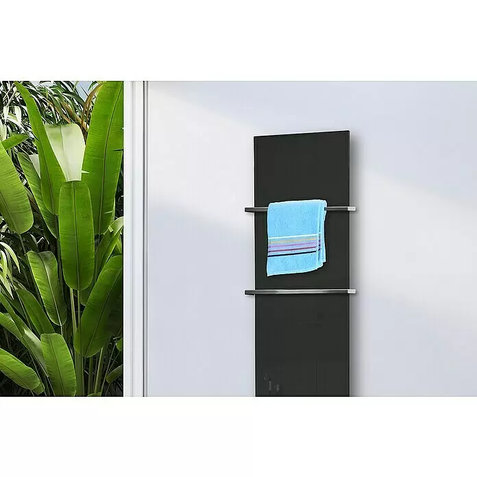 Szagato Designheizkörper Montevideo - B x H: 470 x 1.800 mm, Grau, Silber, Mit 2 Handtuchhalter (15 mm) - Detailaufnahme