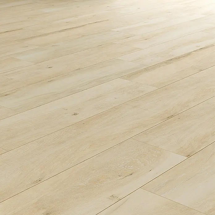 Pavimento porcelánico Atelier - 22,5 x 119,5 cm, Natural, Mate, Rectificado - Los suelos de madera clara con un grano continuo crean un ambiente natural y cálido en la habitación. Es una opción bonita y práctica para cualquier espacio.