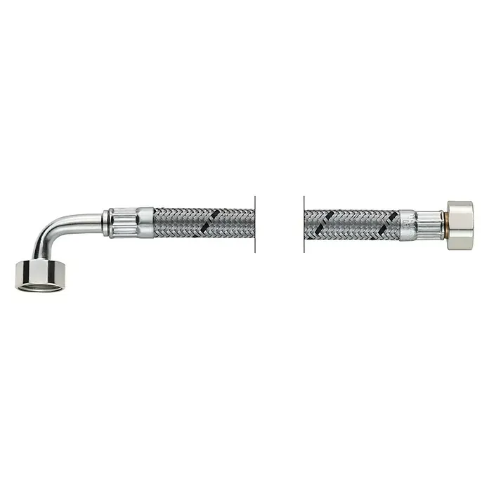 Flexo Spülkasten-Anschlussbogen - ⅜″, Länge: 20 cm - Flexibler Wasserhahn-Anschlussschlauch mit Edelstahlumflechtung, ideal für Badezimmer und Küche. Robust und langlebig.