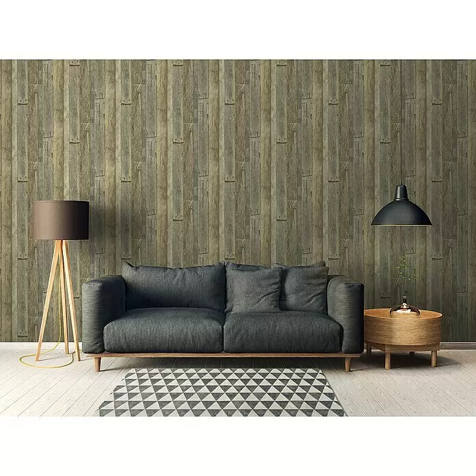 A.S. Création Elements Vliestapete Holz - Braun/Grau, Holzoptik, 10,05 x 0,53 m - Stimmungsaufnahme