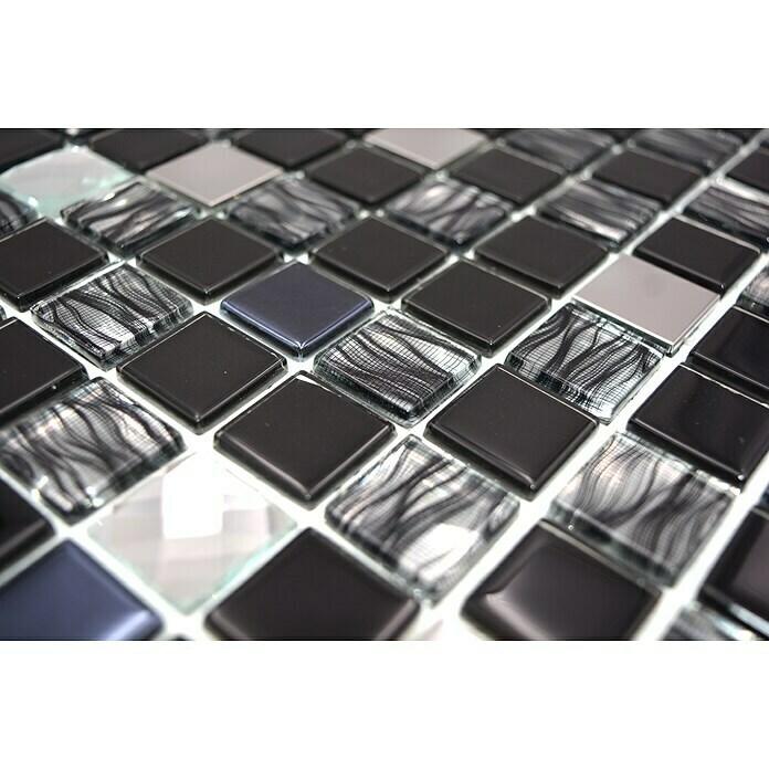 Selbstklebemosaik SAM 4CM26  (30 x 30 cm, Glas, Mix Schwarz)