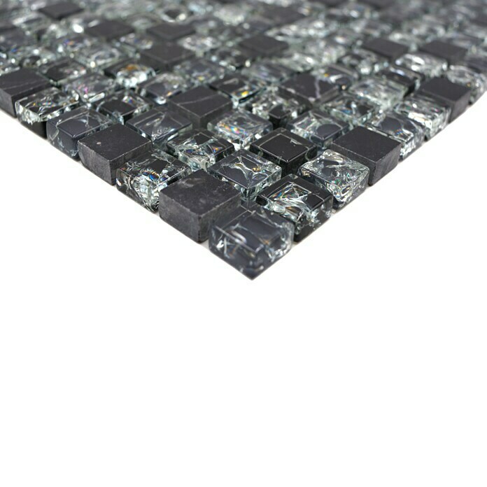 Mozaïektegel (30,5 x 30,5 cm, Zwart, Glanzend)