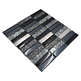 Mozaik pločica Rechteck Crystal Mix NIGHT 88X (29,8 x 29,8 cm, Crne boje, Sjaj)