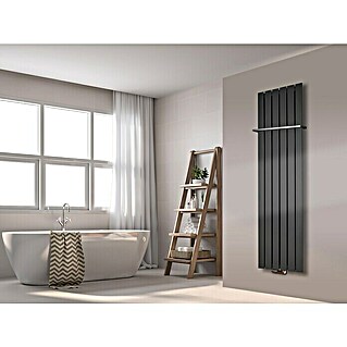 Szagato Designheizkörper Peking (B x H: 47 x 180 cm, Moonstone-Grau, Mit 1 Handtuchhalter (15 mm))