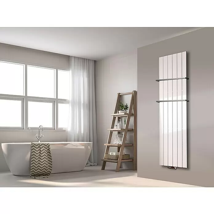 Szagato Designheizkörper Peking - B x H: 470 x 1.800 mm, Weiß, Mit 2 Handtuchhalter (15 mm) - Stimmungsaufnahme