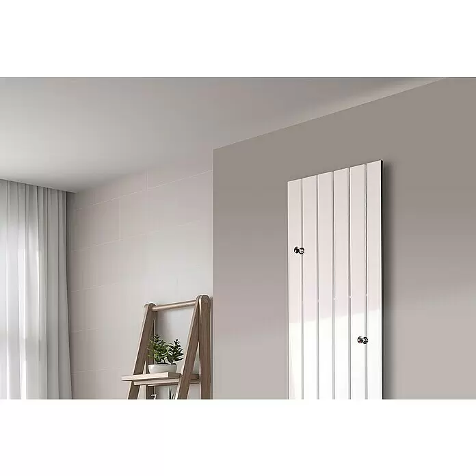 Szagato Designheizkörper Peking - B x H: 470 x 1.800 mm, Weiß, 2 Knopfhalter - Stimmungsaufnahme