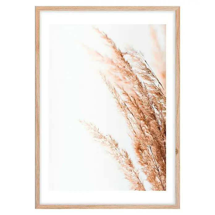 Bild - Natur II, B x H: 50 x 70 cm - Dekorative Wandkunst mit getrockneten Gräsern in einem hellen Holzrahmen, die eine natürliche und ruhige Atmosphäre schafft.