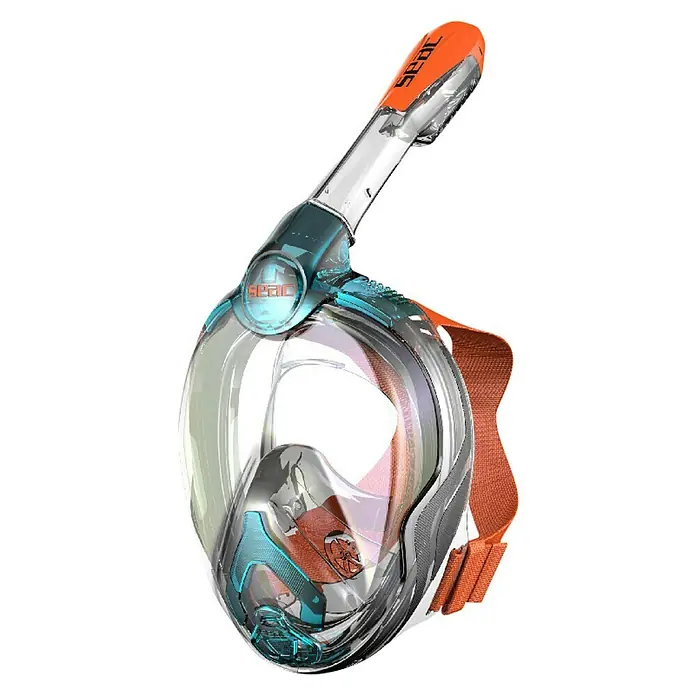 Seac Sub Máscara de Snorkel Magica - Apto para: Niños, Plástico, Azul/Naranja - Una máscara de snorkel facial completa SEAC de color naranja con un campo de visión transparente para una visión submarina clara. Comodidad y respiración segura garantizadas.