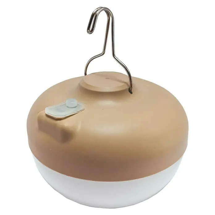 New Garden Aplique para exterior LED con batería Cherry - 9 W, 900 lm, Beige - La lámpara de camping redonda con gancho es perfecta para aventuras al aire libre, proporcionando una fuente de luz fiable.