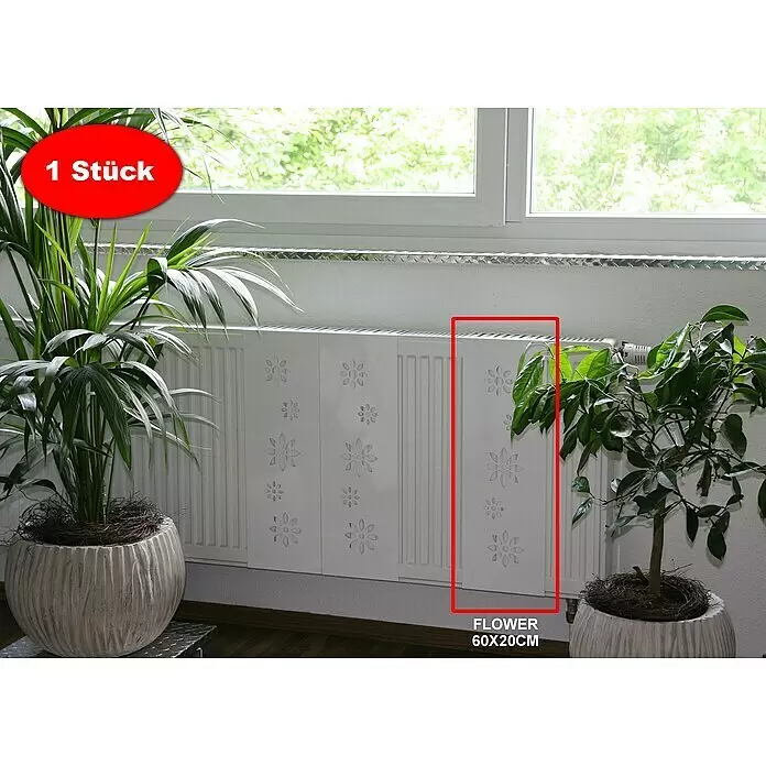 Szagato Heizkörperverkleidung Flower - B x L: 20 x 60 cm, Weiß, Glänzend, 1 Stk. - Stimmungsaufnahme