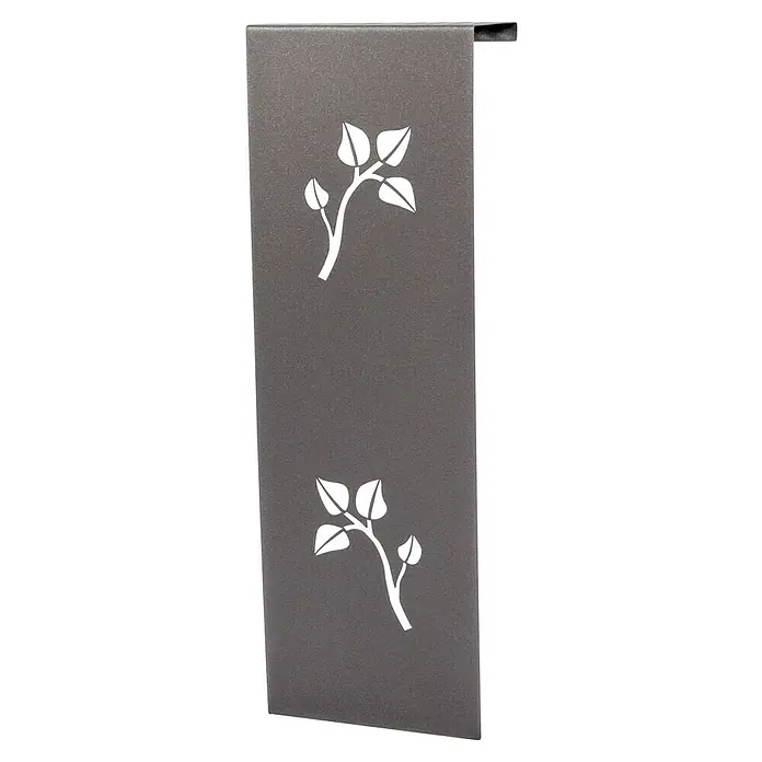 Szagato Heizkörperverkleidung Leaves - 20 x 60 cm, Moonstone, Glänzend, 3 Stk. - Eine elegante Metallwandhalterung mit floralem Ausschnittmuster, ideal für stilvolle Wanddekorationen oder als funktionale Aufhängung.
