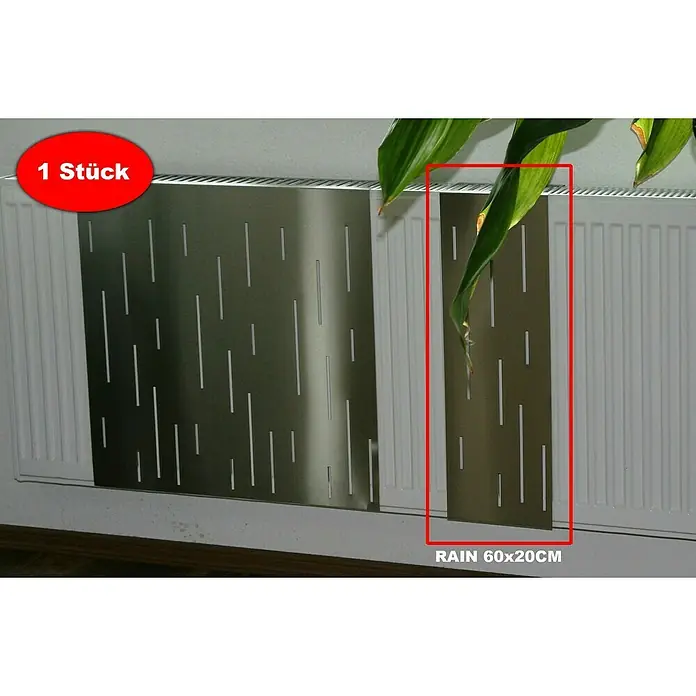 Szagato Heizkörperverkleidung Rain - B x L: 20 x 60 cm, Edelstahl, Matt, 1 Stk. - Heizkörperverkleidung "RAIN 60x20CM" aus gebürstetem Edelstahl mit vertikalen Ausschnitten sorgt für moderne Optik und effiziente Wärmeverteilung.