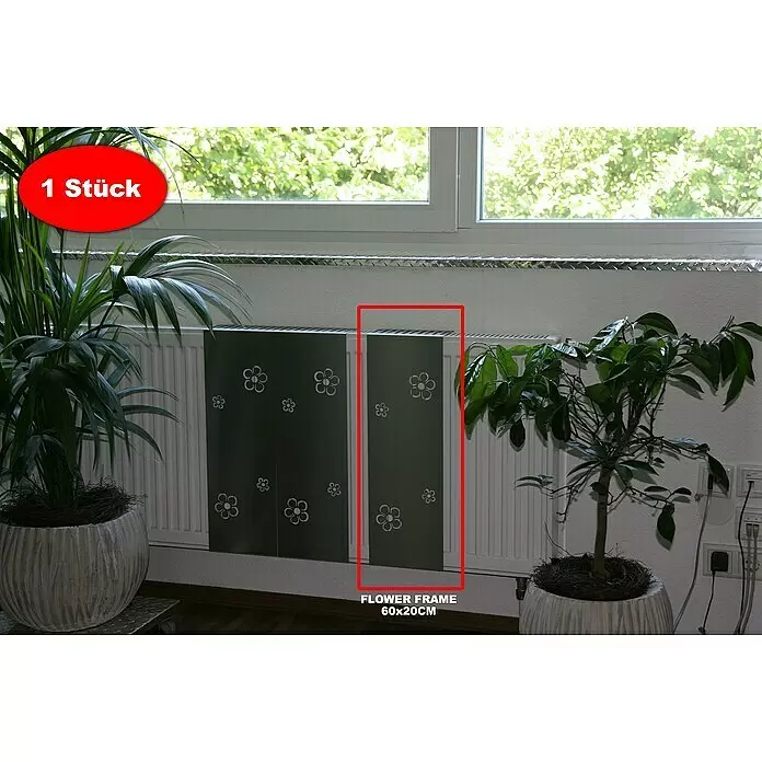 Szagato Heizkörperverkleidung Flower Frame - 20 x 60 cm, Edelstahl, Matt, 1 Stk. - Stimmungsaufnahme