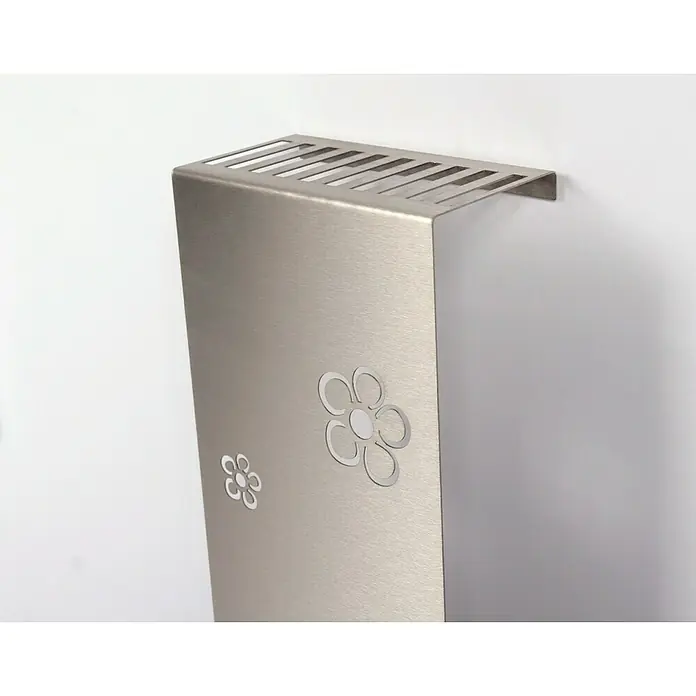 Szagato Heizkörperverkleidung Flower Frame - 20 x 60 cm, Edelstahl, Matt, 3 Stk. - Elegante Edelstahl-Heizkörperverkleidung mit floralen Ausschnitten, die Funktionalität und modernes Design vereint.