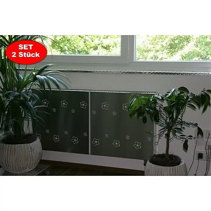 Szagato Heizkörperverkleidung Flower Frame - 60 x 60 cm, Edelstahl, Matt, 2 Stk. - Stimmungsaufnahme