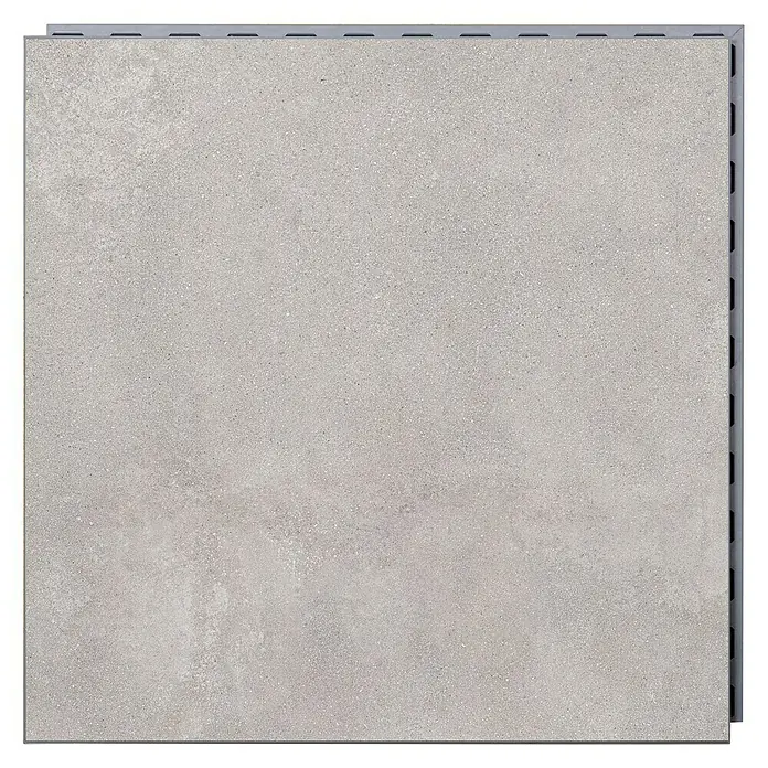 Terrassenfliese Click and Go Square Concrete - 60 x 60 cm, Grau, Matt - Graue Betonfliese mit feiner Textur für moderne Innenräume, ideal für Boden- und Wandgestaltung. Robust und stilvoll.