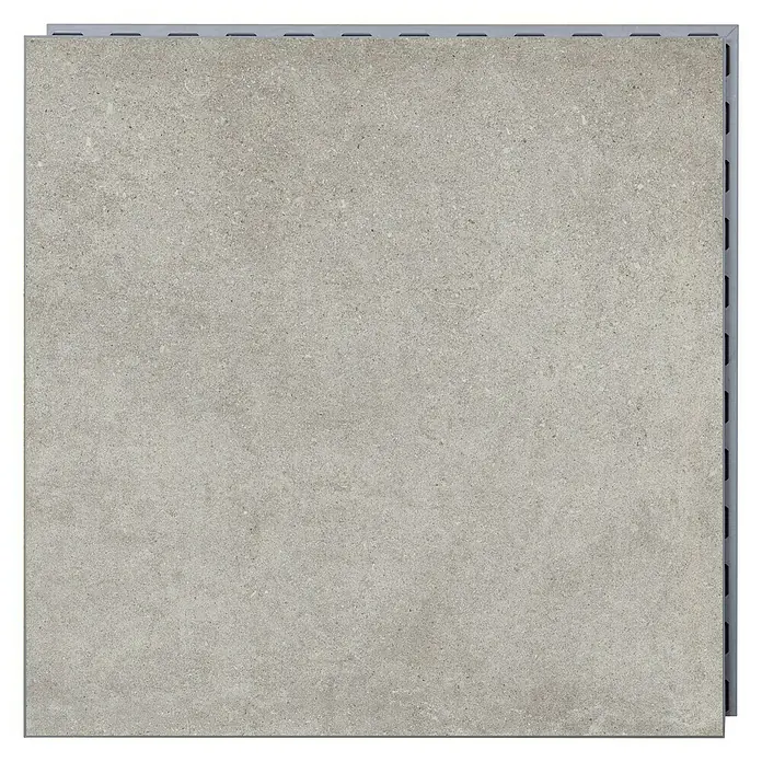 Terrassenfliese Click and Go Portland Grey60 x 60 cm, Betongrau, Matt - Quadratische, hellgraue Bodenfliese mit feiner Textur, ideal für moderne Innenräume. Robust und stilvoll.