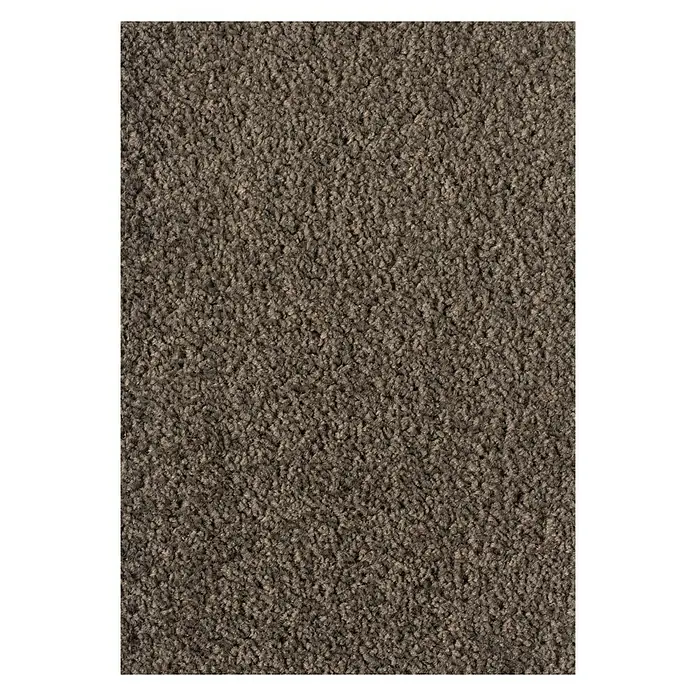 Teppichboden Meterware Linda - Breite: 400 cm, Velours, 100 % Polypropylen, Schlamm - Detailaufnahme eines Teppichs mit dichter, brauner Textur, ideal für Wohnräume.