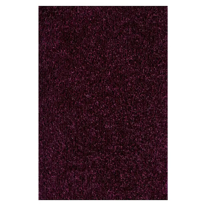 Teppichboden Meterware Linda - Breite: 400 cm, Velours, 100 % Polypropylen, Flieder - Nahaufnahme eines Burgunder-Teppichs mit weicher, strukturierter Oberfläche und einem tiefen, satten Farbton.