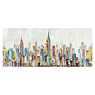 Cuadro pintado a mano NYC Colores (Paisaje urbanistico, An x Al: 140 x 60 cm)