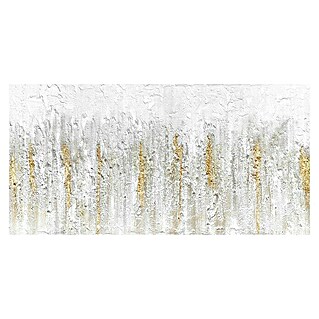 Cuadro pintado a mano Abstracto (Abstración, An x Al: 140 x 70 cm, Plata/Dorado)