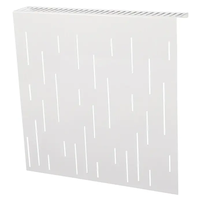 Szagato Heizkörperverkleidung Rain - B x L: 60 x 60 cm, Stahl, Weiß, Glänzend, 2 Stk. - Weißer Heizkörperaufsatz mit dekorativen Schlitzen. Ideal, um Heizkörper stilvoll zu verkleiden und das Raumdesign aufzuwerten.