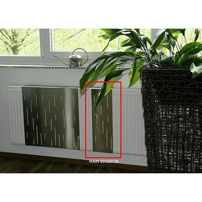 Szagato Heizkörperverkleidung Rain - B x L: 60 x 60 cm, Edelstahl, Matt, 2 Stk. - Heizkörperverkleidung "RAIN 60x20cm" aus Metall mit stilvollen Schlitzmustern, die jedem Raum eine moderne Note verleiht.