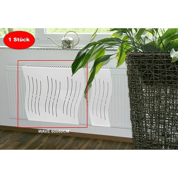 Szagato Heizkörperverkleidung Wave - B x L: 60 x 60 cm, Weiß, Glänzend, 1 Stk. - Heizkörperverkleidung WAVE 60x60CM in Weiß, dekoratives Element zur stilvollen Abdeckung von Heizkörpern im Wohnbereich.