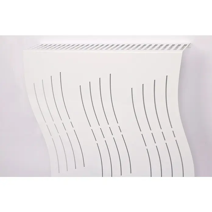Szagato Heizkörperverkleidung Wave - B x L: 60 x 60 cm, Weiß, Glänzend, 1 Stk. - Modernes weißes Heizkörperabdeckung mit vertikalen Schlitzen für ein stilvolles und funktionales Design.