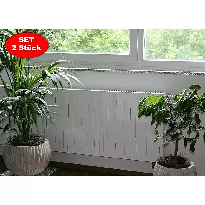 Szagato Heizkörperverkleidung Rain - B x L: 60 x 60 cm, Stahl, Weiß, Glänzend, 2 Stk. - Stimmungsaufnahme