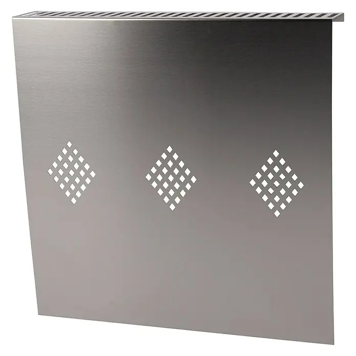 Szagato Heizkörperverkleidung Raute - 60 x 60 cm, Edelstahl, Matt, 1 Stk. - Metallabdeckung mit Diamantmuster und Lüftungsschlitzen, ideal zum Abdecken von Heizkörpern oder als dekoratives Element.