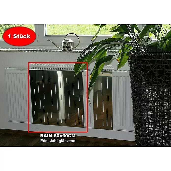 Szagato Heizkörperverkleidung Rain - B x L: 60 x 60 cm, Edelstahl, Glänzend, 1 Stk. - Stimmungsaufnahme