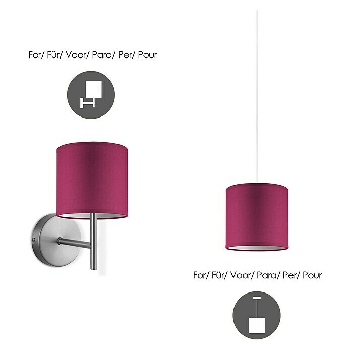 Lampenschirm (Durchmesser: 160 mm, Farbe: Rosa, Stoff)