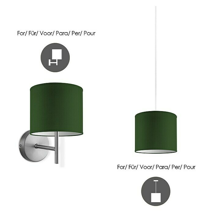 Lampenschirm (Durchmesser: 200 mm, Farbe: Grün, Stoff)