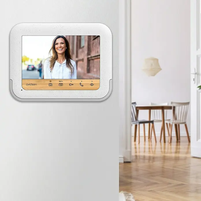 Avidsen Farb-Video-Türsprechanlage BambooView - Bildschirmdiagonale in cm: 18 cm, 800 x 480 Pixel - Modernes Avidsen-Video-Türsprechanlagensystem mit innovativen Funktionen und elegantem Design zur Überwachung des Eingangsbereichs.
