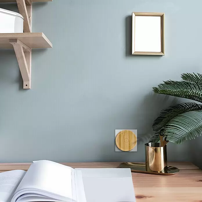 Avidsen Türklingel Bamboo - Netzbetrieben, Bambus/Grau, 70 x 80 x 80 mm - Runde Smart-Home-Wandsteuerung aus Bambus.