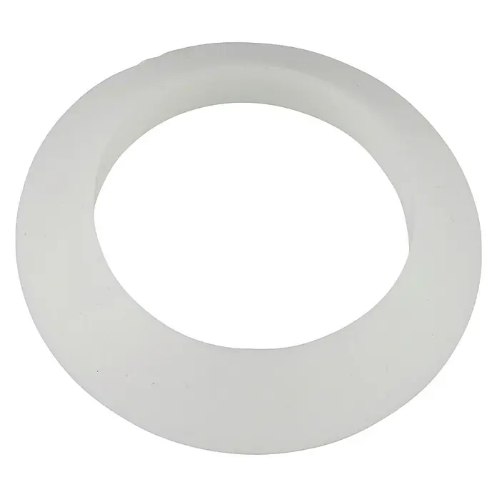 Silikondichtung - 1 ½″, Geeignet für: Ventilkelche - Nahaufnahme eines weißen Dichtungsrings auf schwarzem Hintergrund. Ideal für Sanitär- oder Maschinenbauprojekte.