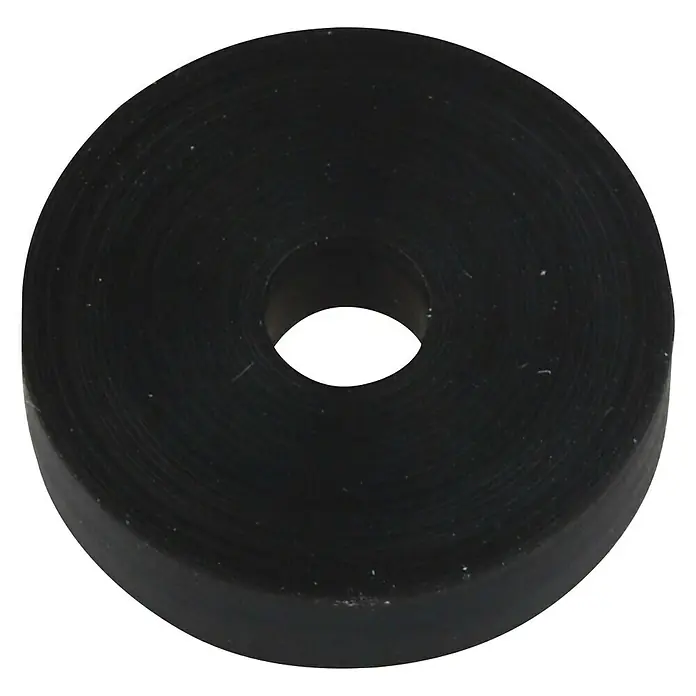 Gummidichtung - 4 Stk., Oberteile - Nahaufnahme einer schwarzen Gummidichtung mit einem Loch in der Mitte, ideal für Sanitär- oder mechanische Anwendungen.