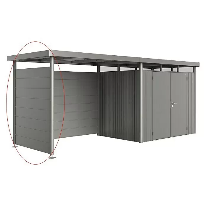 Biohort HighLine Seitenwand H2 - Quarzgrau Metallic - Diagonale Ansicht