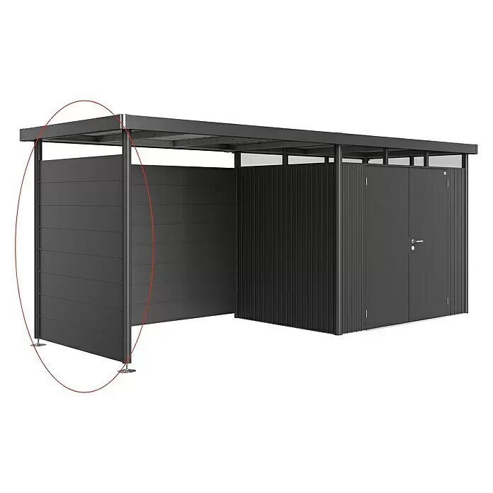Biohort HighLine Seitenwand H2 - Dunkelgrau Metallic - Diagonale Ansicht