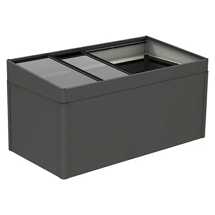 Biohort Frühbeet-Aufsatz - Dunkelgrau Metallic, Passend für: Biohort Hochbeet 2 x 1 - Diagonale Ansicht