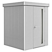 Biohort Neo Gerätehaus 1A (Außenbreite inkl. Dachüberstand: 180 cm, Außentiefe inkl. Dachüberstand: 180 cm, Stahl, Silber Metallic, Einzeltür) | BAUHAUS