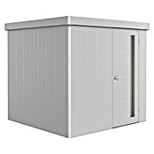 Biohort Neo Gerätehaus 2B (Außenbreite inkl. Dachüberstand: 236 cm, Außentiefe inkl. Dachüberstand: 236 cm, Stahl, Silber Metallic, Einzeltür) | BAUHAUS