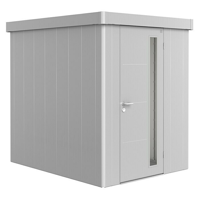 Biohort Neo Gerätehaus 2A (Außenbreite inkl. Dachüberstand: 180 cm, Außentiefe inkl. Dachüberstand: 236 cm, Stahl, Silber Metallic) | BAUHAUS