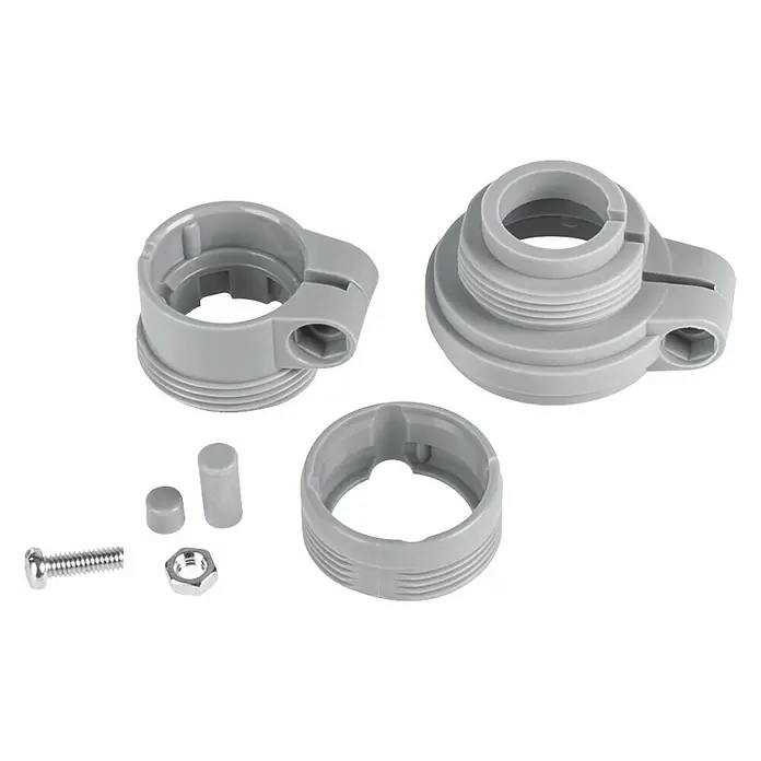 Homematic IP Adapter-Set für Danfoss - M30 x 1,5 mm - Graue Kabelverschraubungskomponenten inklusive Gehäuse, Schraube und Mutter für die Montage.