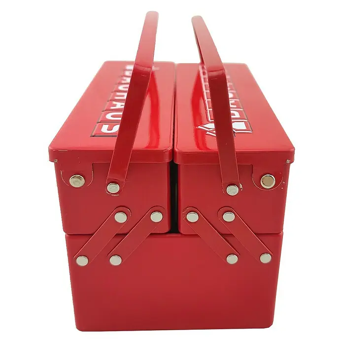 BAUHAUS Caja para herramientas - L x An x Al: 7,8 x 12 x 7,8 cm - Caja de herramientas roja Bauhaus con asas y compartimentos. Ideal para guardar y transportar herramientas y equipos.